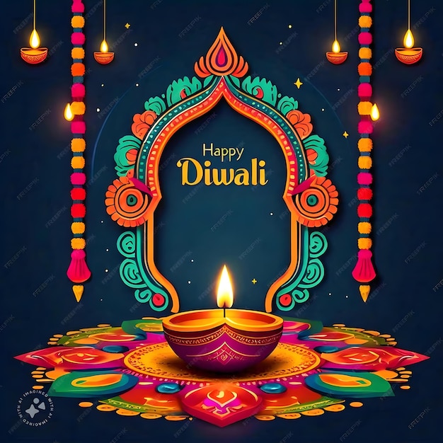 Happy diwali floral art design1