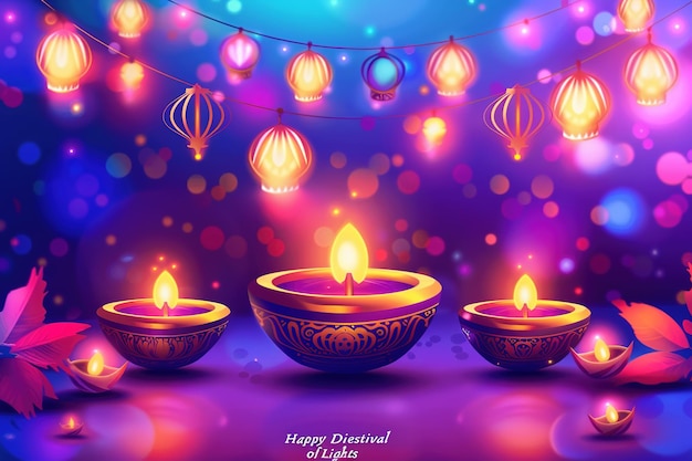 Happy Diwali graphic of clay lamp Indian festival of lights