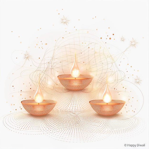 Happy Diwali graphic of clay lamp Indian festival of lights