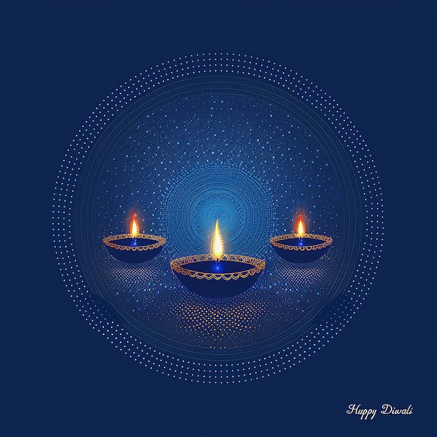 Happy Diwali graphic of clay lamp Indian festival of lights