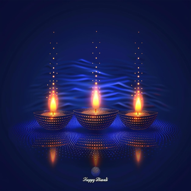 Happy Diwali graphic of clay lamp Indian festival of lights