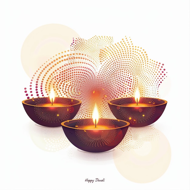 Happy Diwali graphic of clay lamp Indian festival of lights