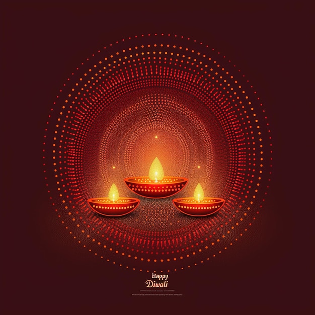 Happy Diwali graphic of clay lamp Indian festival of lights