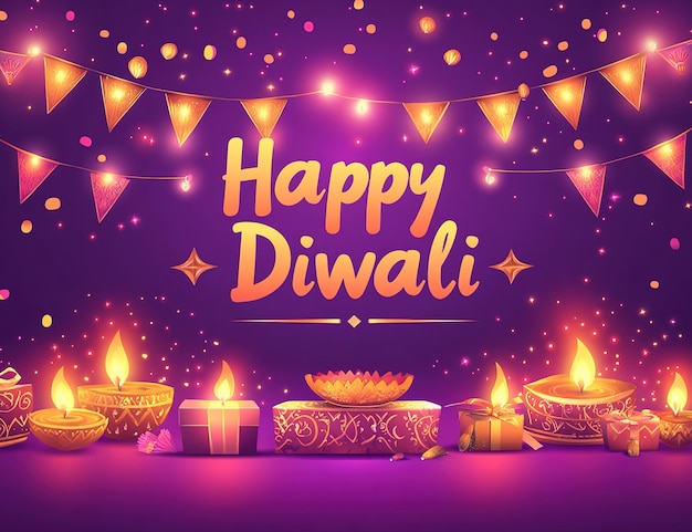 Happy Diwali graphic of Diya lantern Indian festival of lights