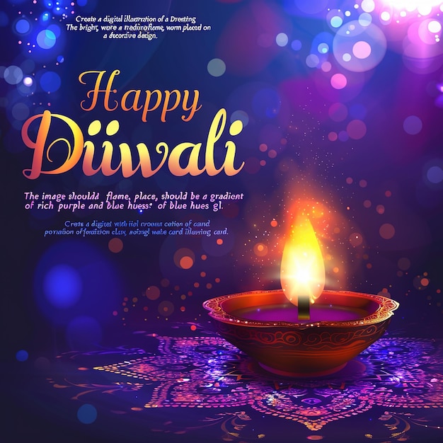 Happy Diwali graphic of Diya lantern Indian festival of lights