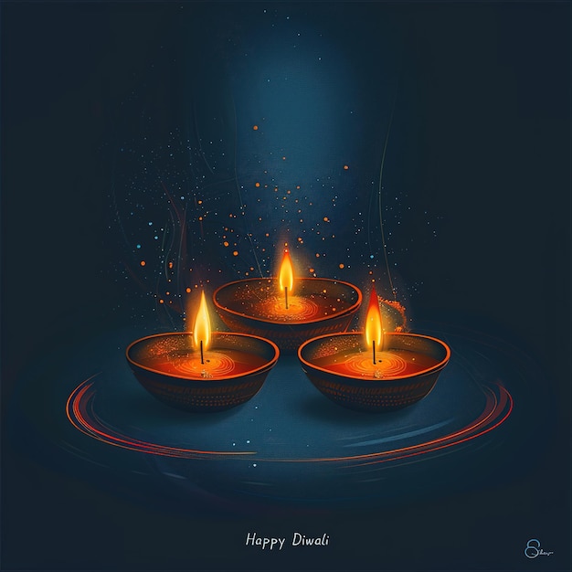 Happy Diwali graphic of Diya lantern Indian festival of lights