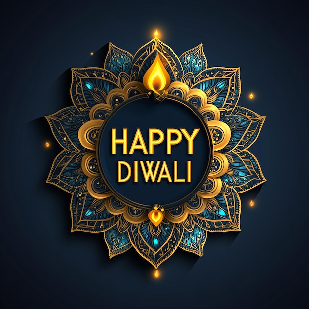 Photo happy diwali greeting card design template