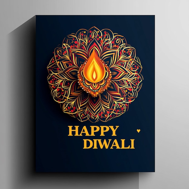 Photo happy diwali greeting card design template