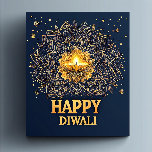 Photo happy diwali greeting card design template