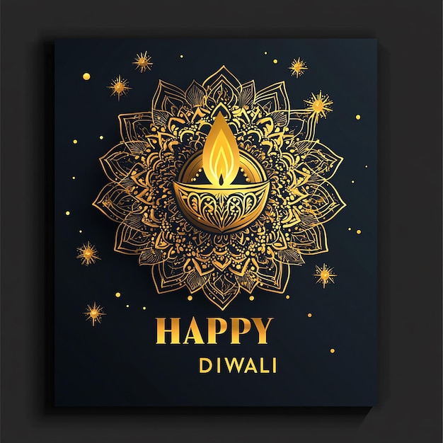 Photo happy diwali greeting card design template