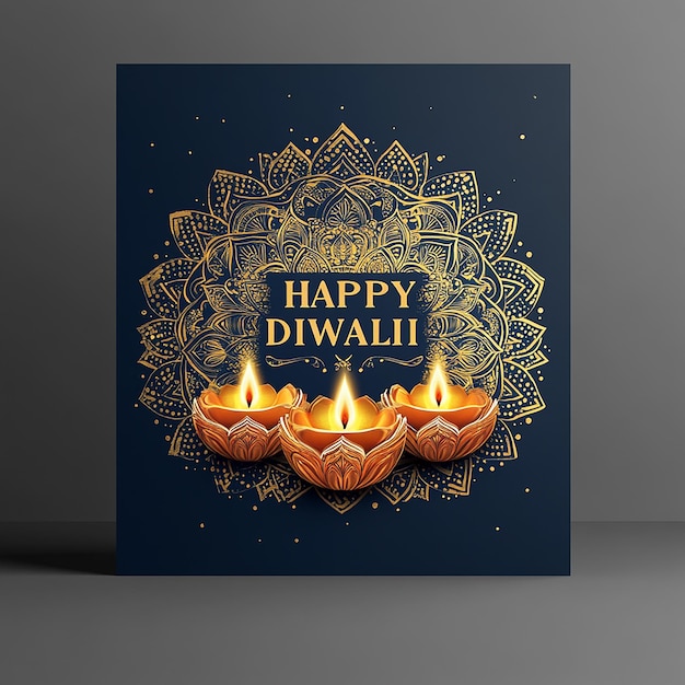 Photo happy diwali greeting card design template