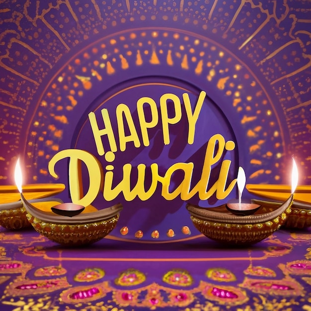 Happy Diwali Greeting Card with Diya by ai generated