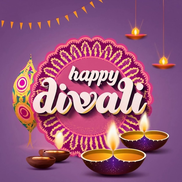 Happy Diwali Greeting Card with Diya by ai generated