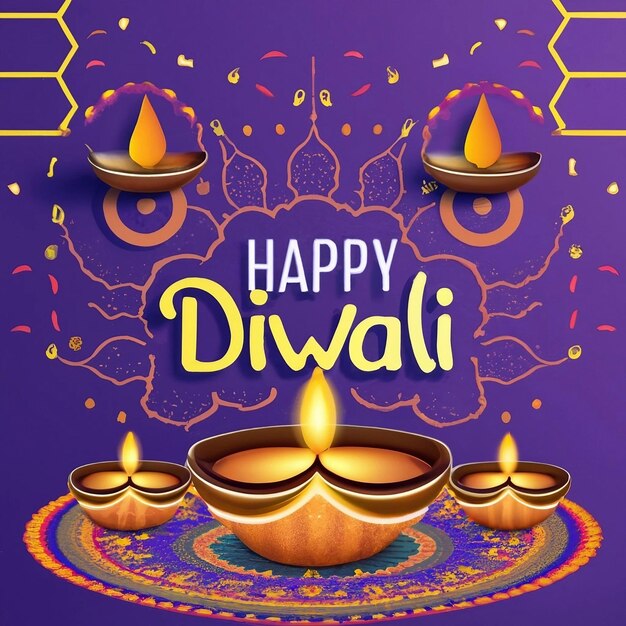 Happy Diwali Greeting Card with diya by ai generated