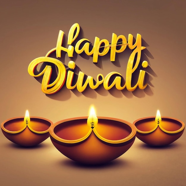 Happy Diwali Greeting Card with Diya by ai generated