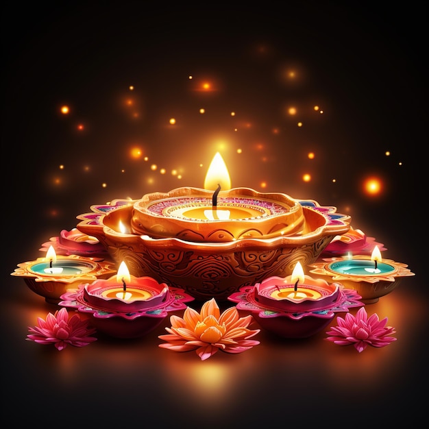 Happy Diwali illustration Of Burning Diya On Happy Diwali Diwali Celebration Festival Of Lights With Background