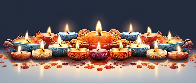 Happy Diwali illustration Of Burning Diya On Happy Diwali Diwali Celebration Festival Of Lights With Background