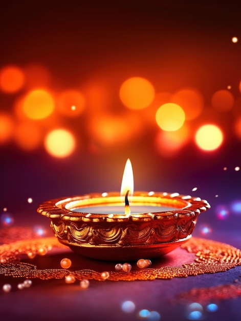 Happy Diwali Indian Deepavali Hindu festival of lights holiday greeting card template Generative AI