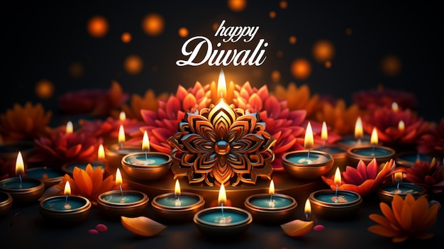 Happy Diwali Indian festival background with candles Generative AI