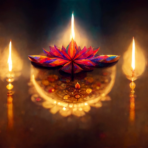 Happy diwali indian festival background with candles