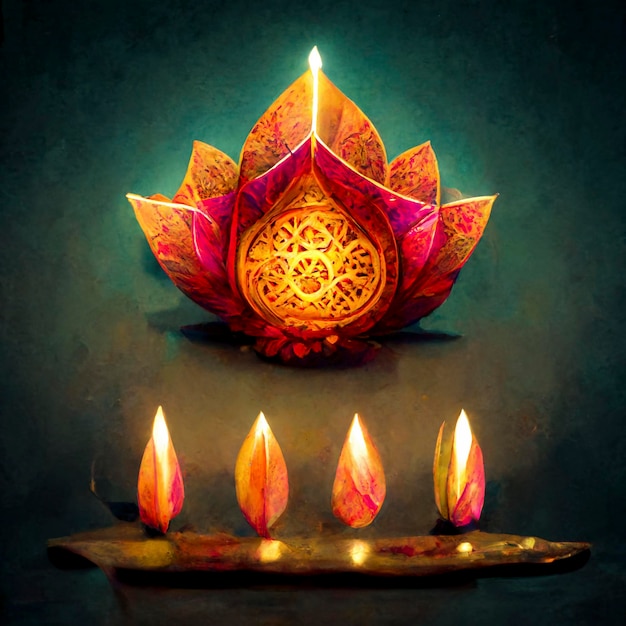 Happy diwali indian festival background with candles