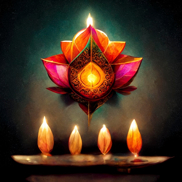 Happy diwali indian festival background with candles