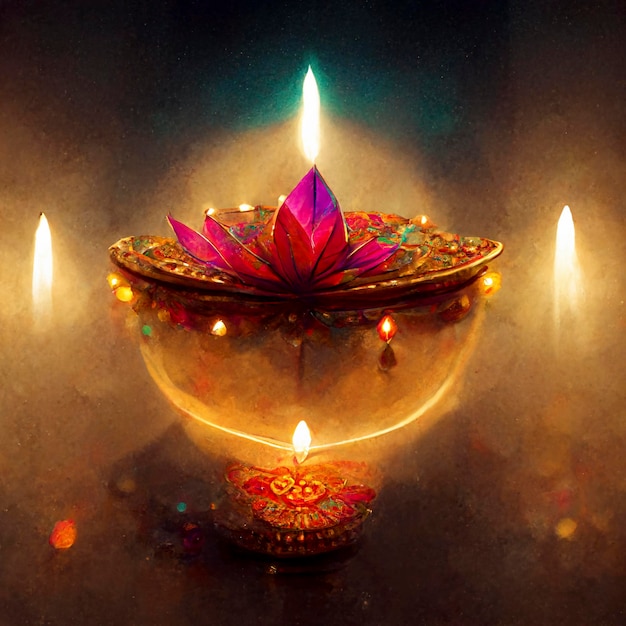 Happy diwali indian festival background with candles