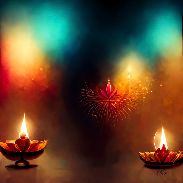 Happy diwali indian festival background with candles