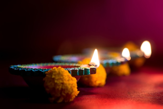 Happy Diwali lit candles