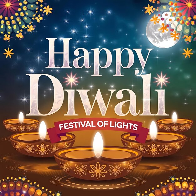 Happy Diwali social media post with Diwali background