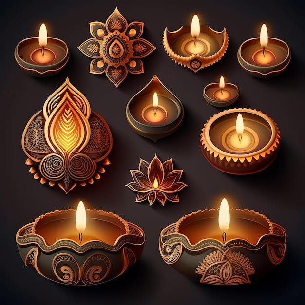 Happy Diwali A traditional Indian festival Diwali festival holiday design Generative Ai