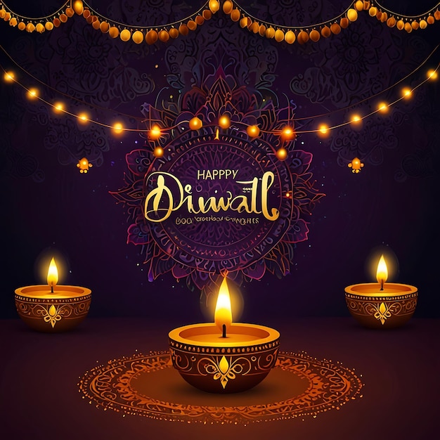 Happy Diwali white background with firework celebration