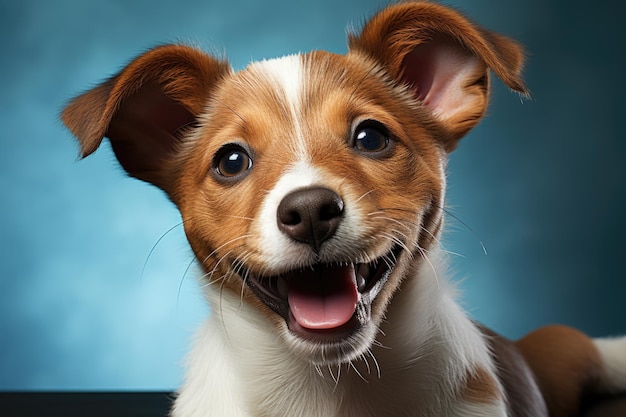 Happy dog puppy Jack Russel Terrier begging isolated in white generative IA