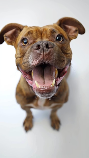 Happy Dog on White Background Full of Emotion Generative AI