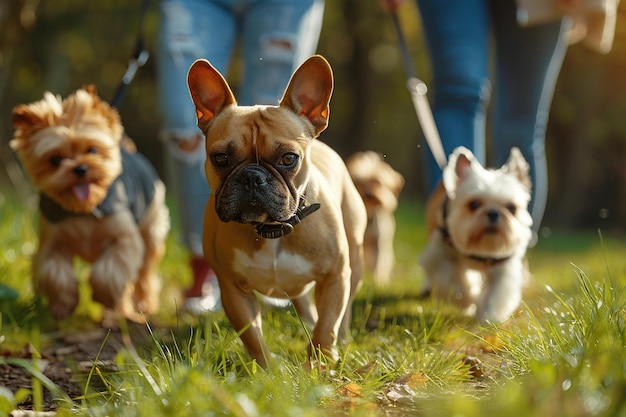 Happy Dogs Walking In A Park