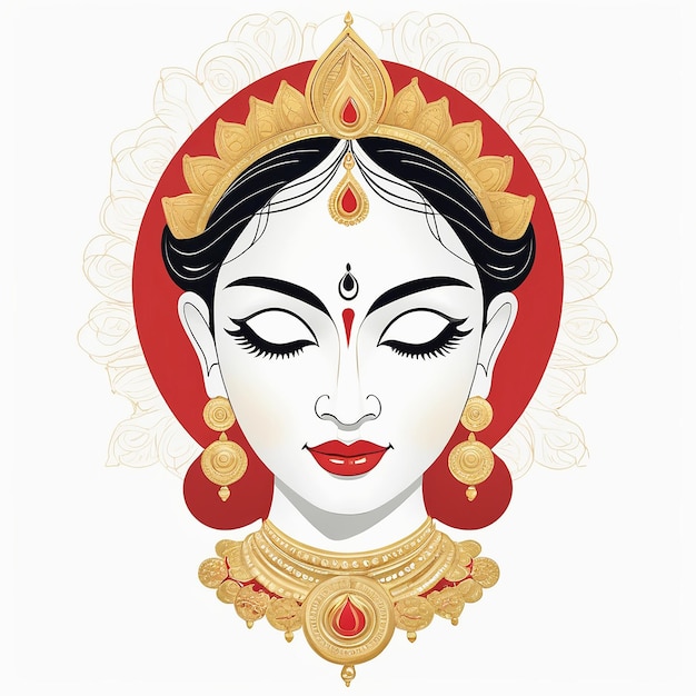 Photo happy durga puja festival banner card and background designgoddess durga face