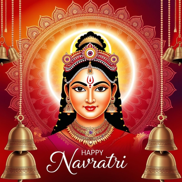 Photo happy durga puja and happy navratri religious festival celebration background