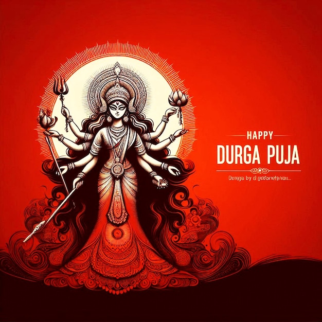 Photo happy durga puja and navratri indian festival celebration background image banner card illustration