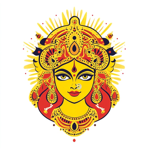 Happy durga puja photo illustration with goddess maa durga face dussehra navratri festival