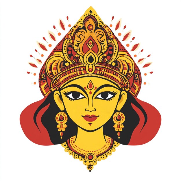 Happy durga puja photo illustration with goddess maa durga face dussehra navratri festival