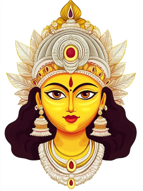 Photo happy durga puja photo illustration with goddess maa durga face dussehra navratri festival