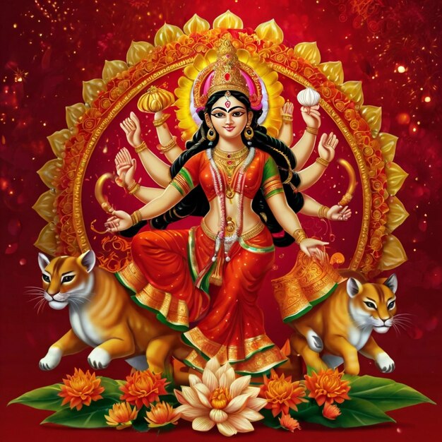 Photo happy durga puja social media banner