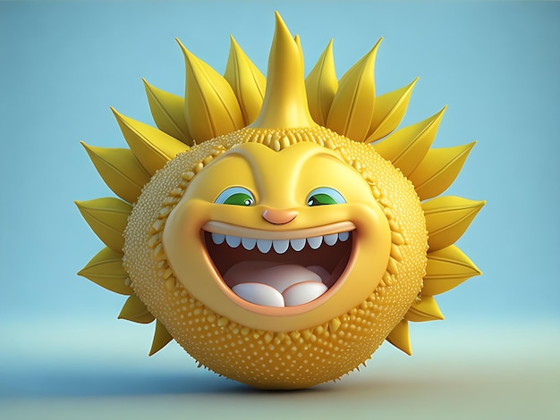 Happy Durian with smiling face 3D illustration 3D rendering generated ai