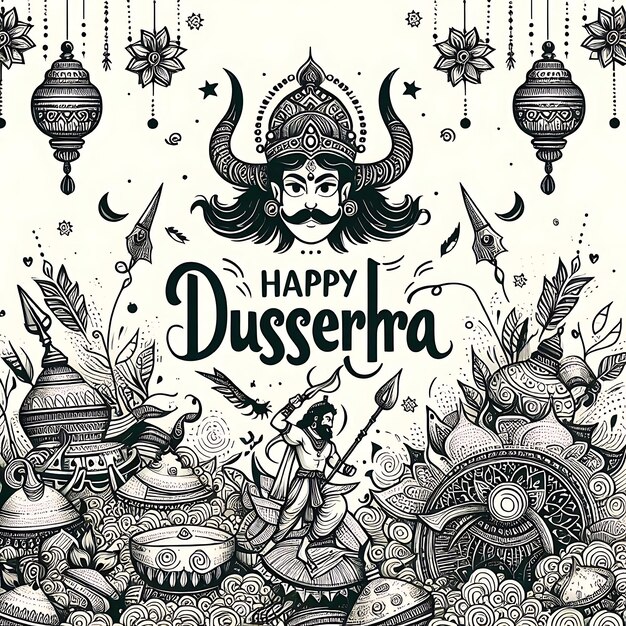 Photo happy dussehra background new illustration