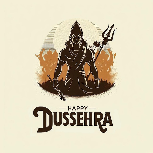 happy dussehra dusshera and vijayadashmi poster art illustration