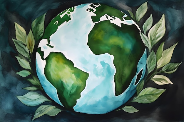 Happy Earth Day Banner Illustration of a happy earth day banner for environment safety celebration Generative Ai