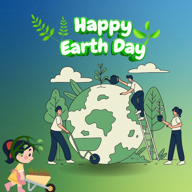 Happy earth day illustration save earth1