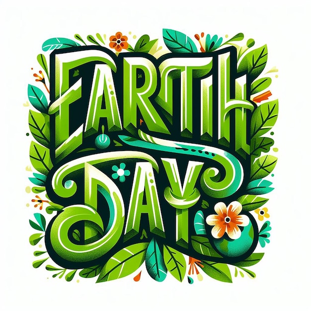 Happy Earth day lettering