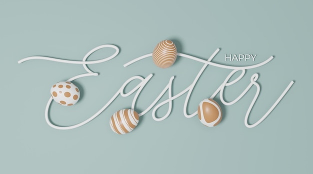 Happy Easter 3d lettering inscription Easter decorative calligraphy