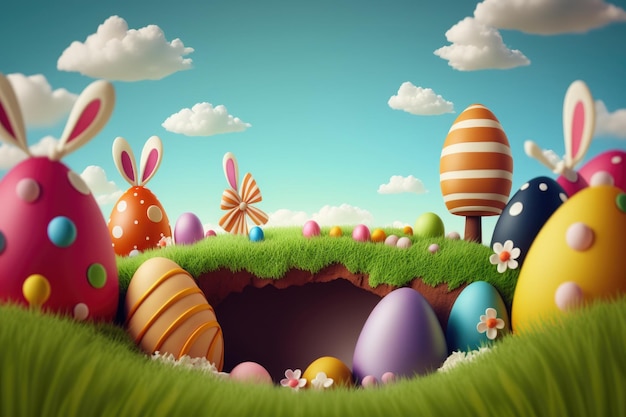 Happy Easter Background Illustration AI Generative